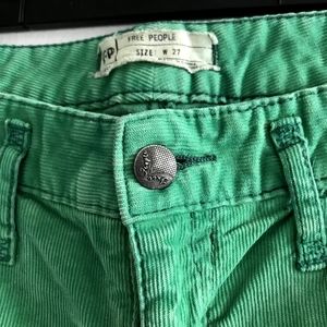 Free People Skinny Corduroy Green Pants 27